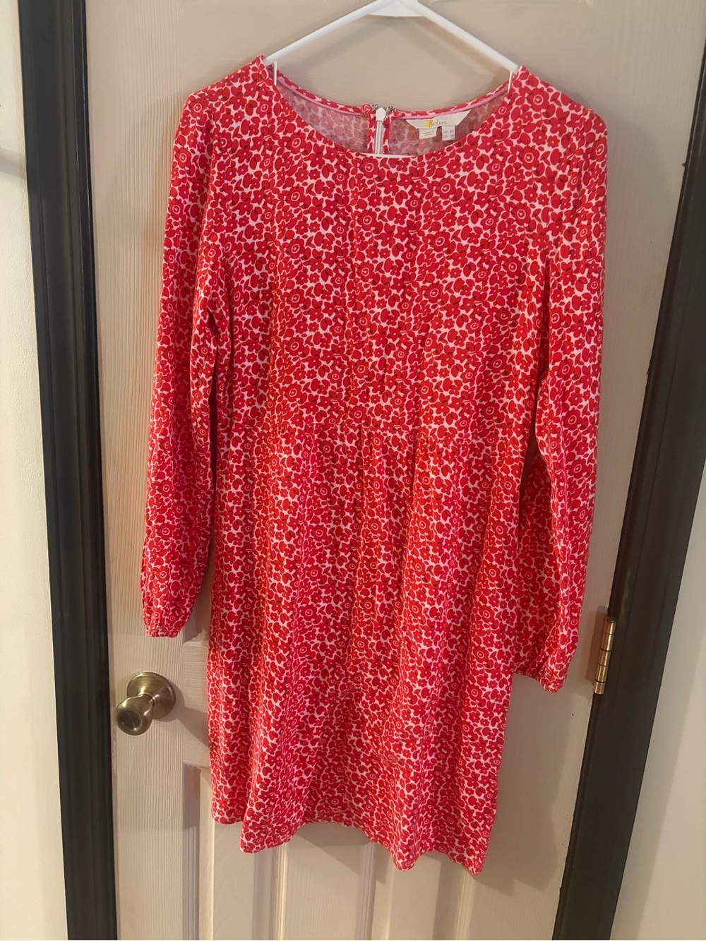Boden Red Floral Long-Sleeve Casual Dress with Pockets Size 4R